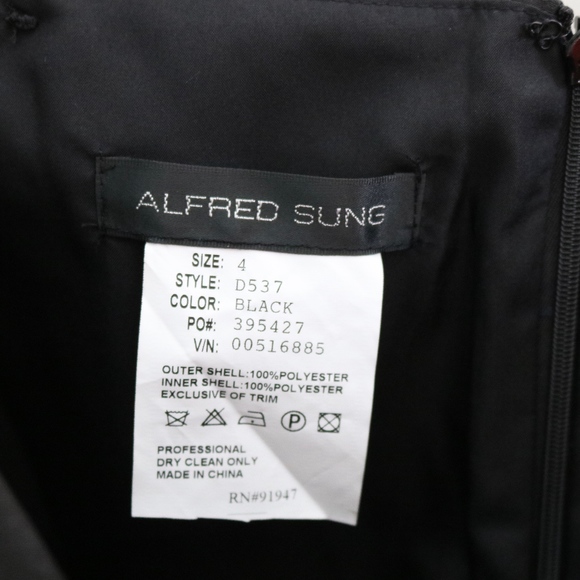 Size 4 Alfred Sung D537 Full-length black Dress - Picture 5 of 5